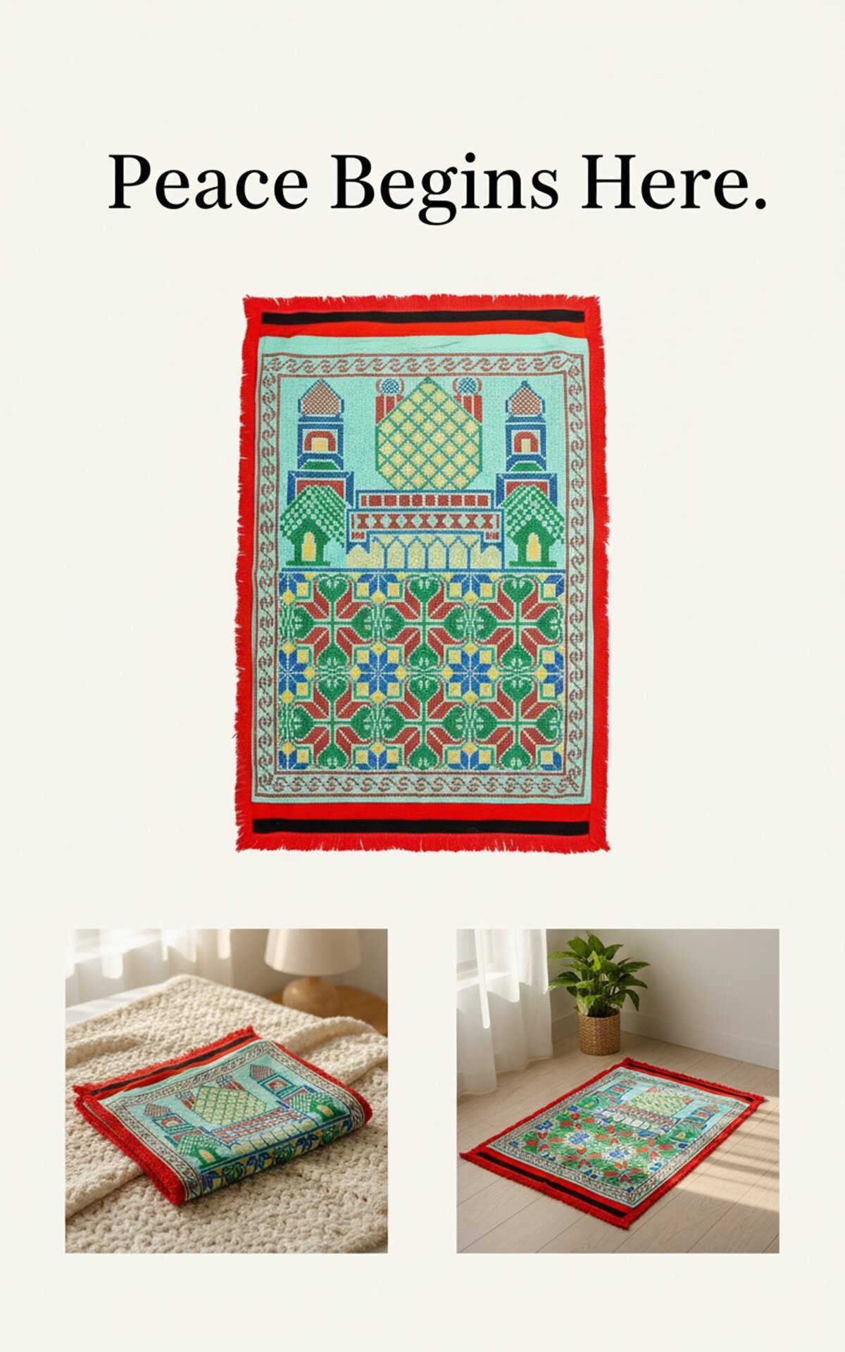 BreakOrDie | Handmade Prayer Mat – Traditional Mosque Motif – Woven with Care - Image 8