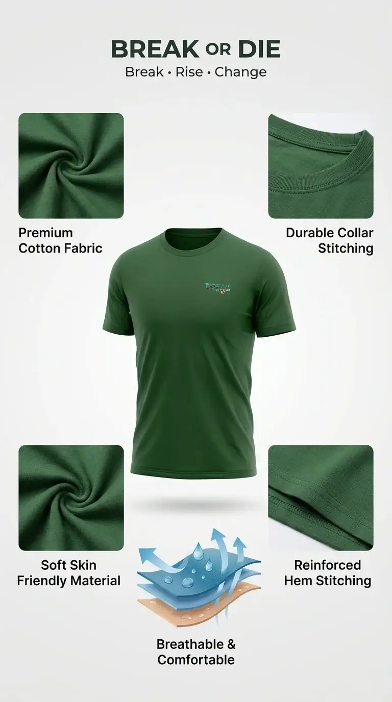 BreakOrDie- Signature EliteCraft™ Logo T-Shirt Combo Pack -3-Piece Black · White · Forest Green 100% Premium Cotton