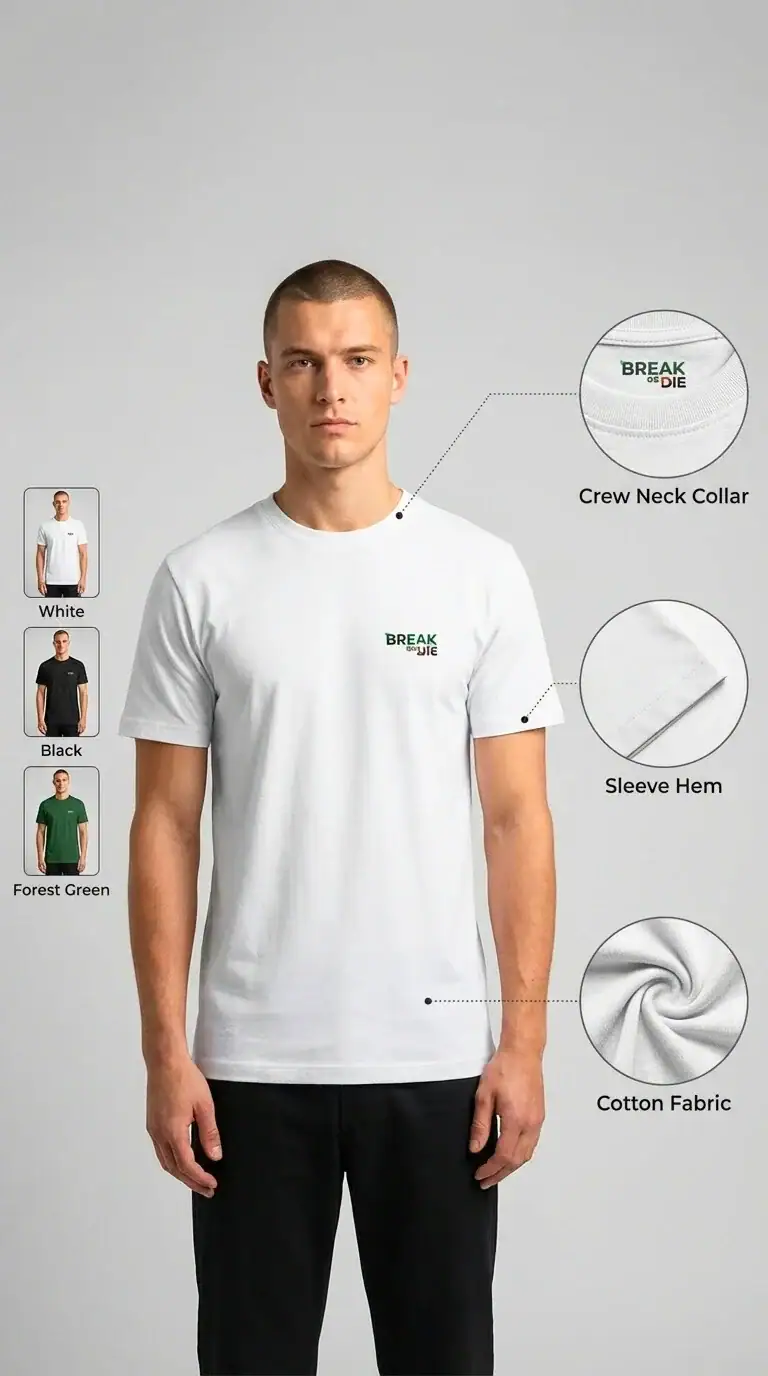 BreakOrDie- Signature EliteCraft™ White Logo- T-Shirt 100% Premium Cotton