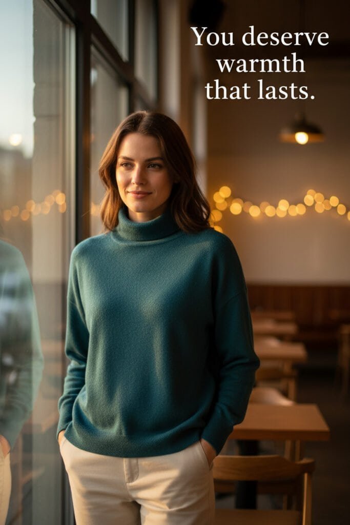 Women’s High-Neck Winter Sweater – Deep Teal