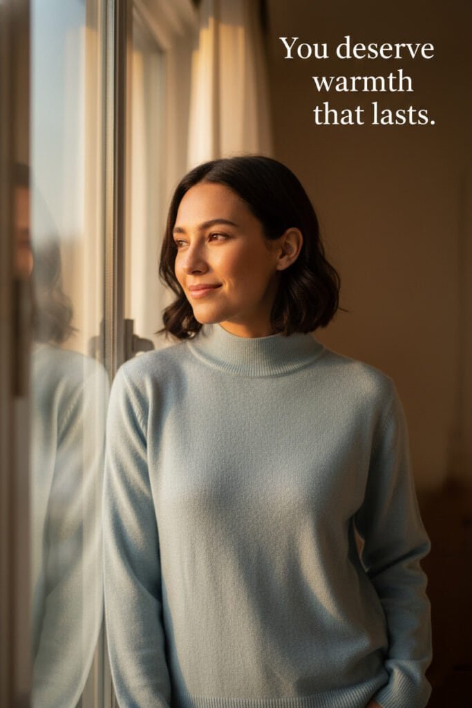 Women’s High-Neck Winter Sweater – Sky Blue