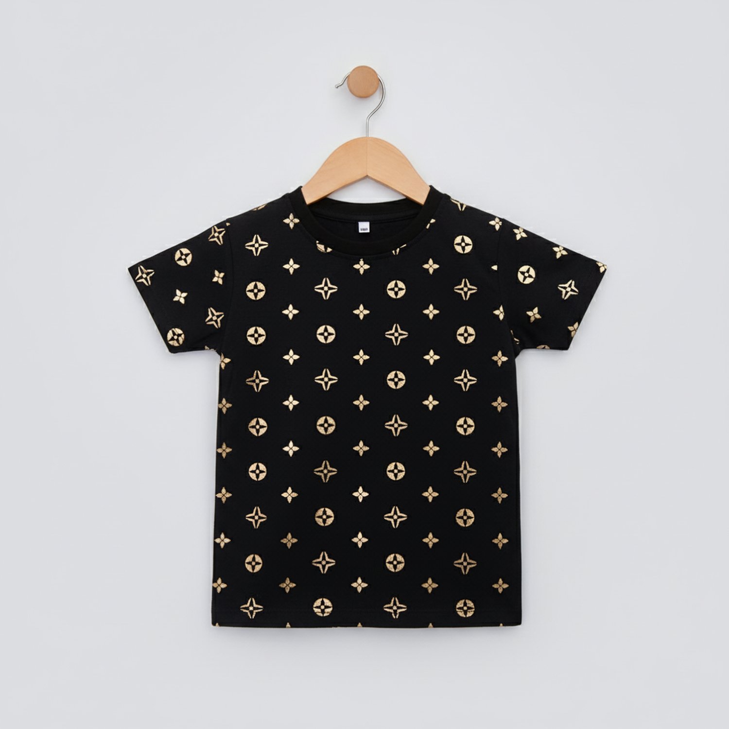 BreakOrDie - Black Gold Star Pattern Baby Tee – Soft Cotton Baby Top | Unisex design for boys & girls |18-24M, 2T