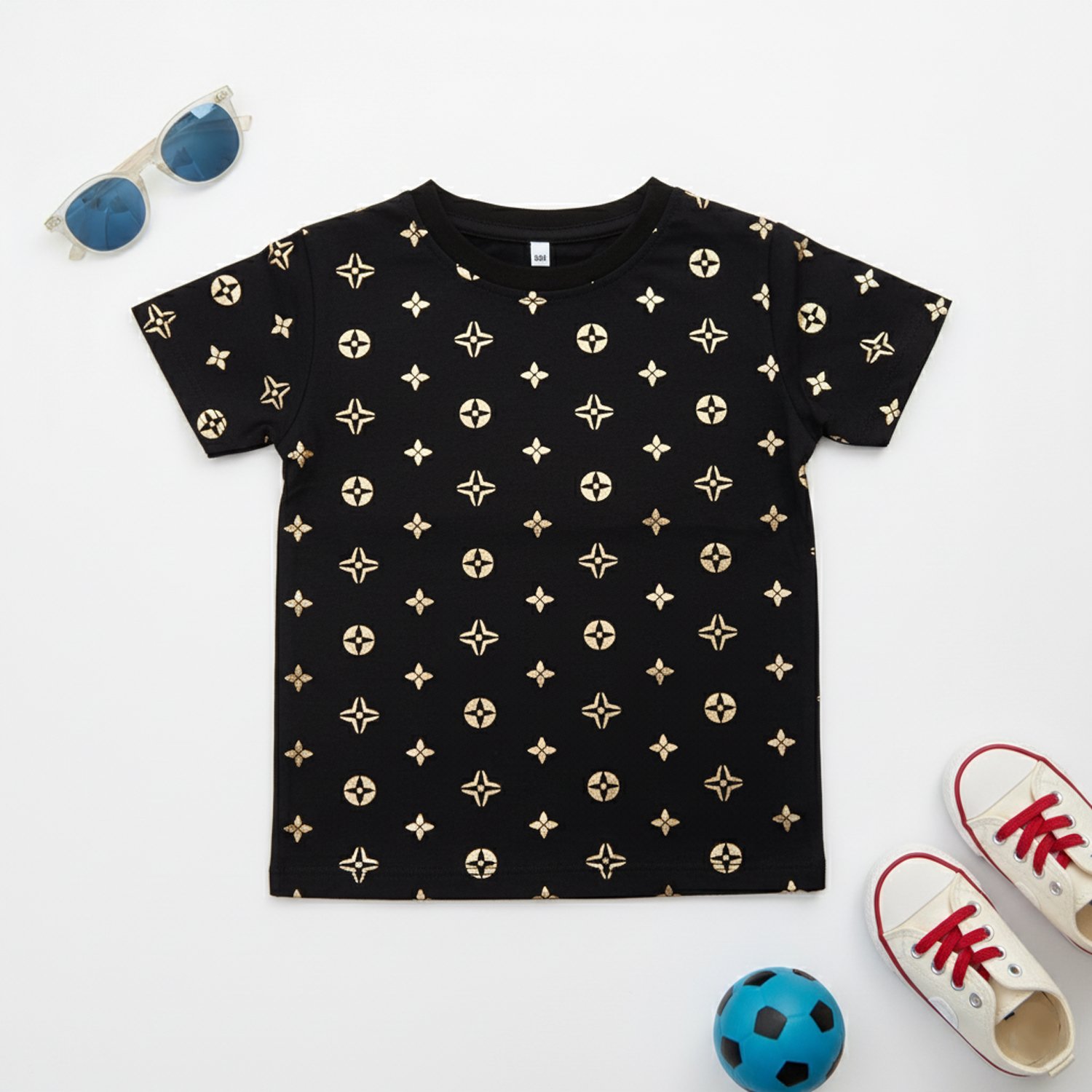 BreakOrDie - Black Gold Star Pattern Baby Tee – Soft Cotton Baby Top | Unisex design for boys & girls |18-24M, 2T - Image 5