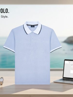 BreakOrDie – SkyWeave Pattern Polo – Blue & White