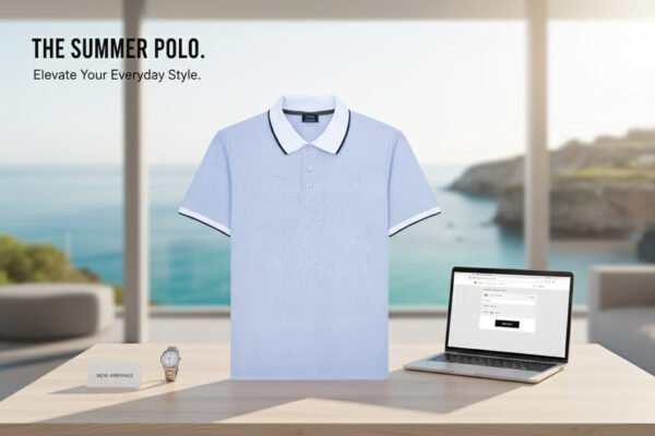 BreakOrDie – SkyWeave Pattern Polo – Blue & White