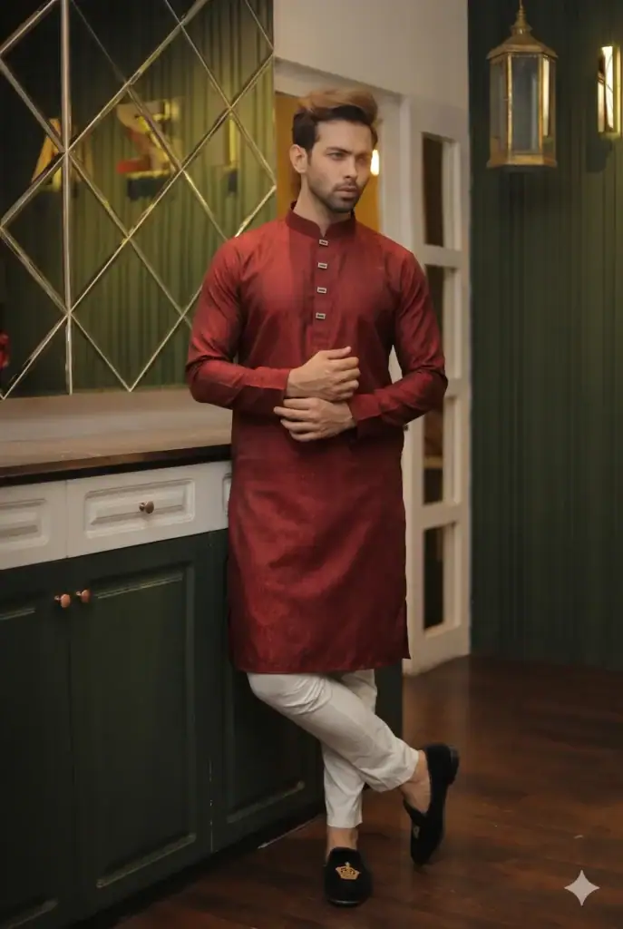 BreakOrDie | Hand & Heart™ Men’s Maroon Heritage Classic Panjabi