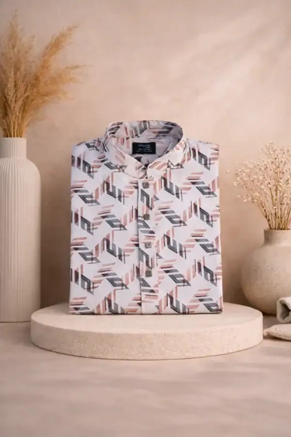 Elegant men's Panjabi featuring a geometric heritage pattern, perfect for traditional and modern occ.