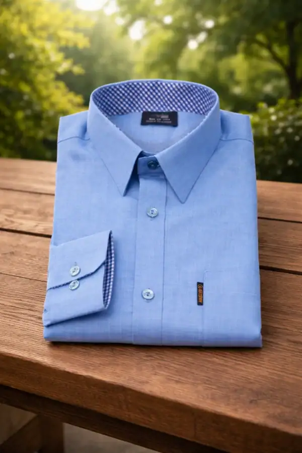 Sky Blue Heritage Men's Long Sleeve Shirt for Casual & Formal Wear.