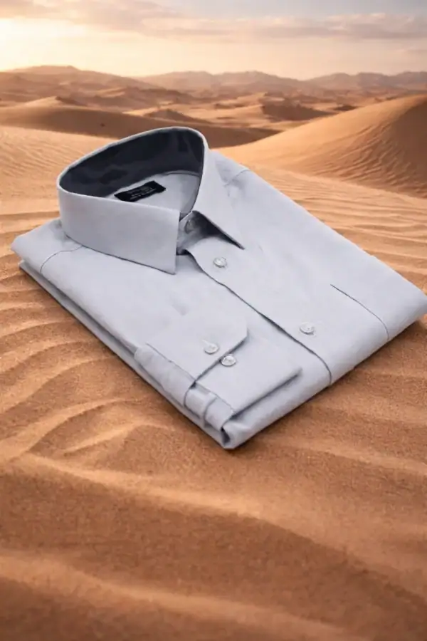 Men’s Ash Grey Long Sleeve Dress Shirt for Casual & Formal Wear.