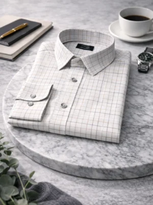 BreakOrDie | Hand & Heart™ – Men’s Ivory Grid Heritage Long Sleeve Shirt