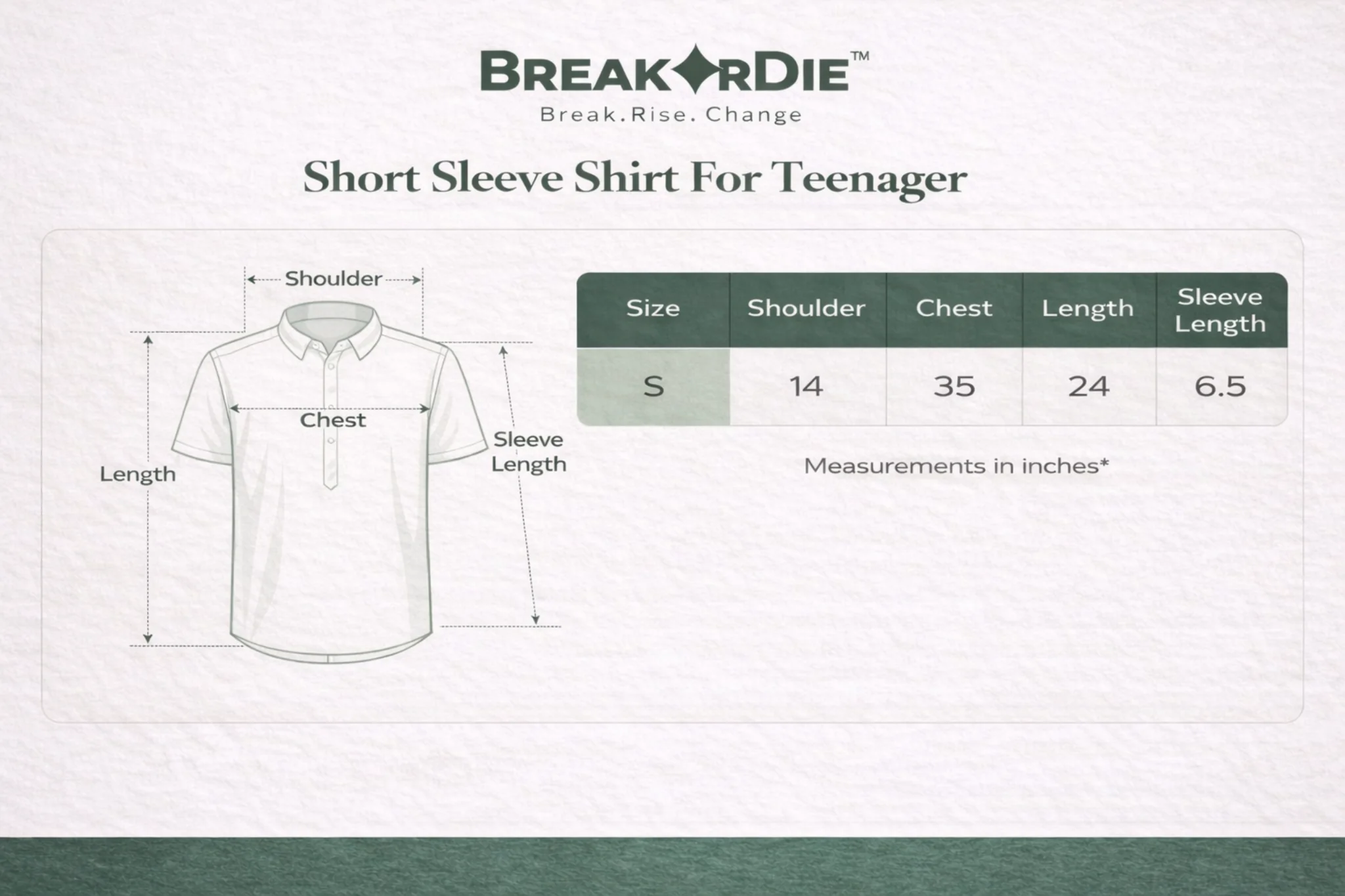 BreakOrDie | Hand & Heart™ – Boys’ Mint Heritage Short Sleeve Shirt (13–15 Years) - Image 2
