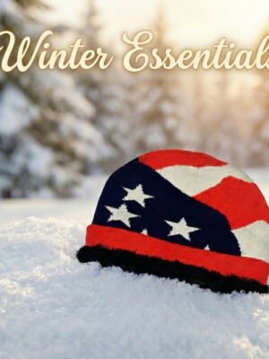 USA Flag Beanie in Red and Grey with Stars & Stripes.