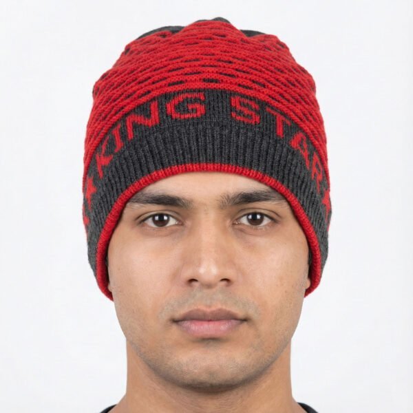 BreakOrDie – Unisex Winter Style Knit Hat – Red & Black Mesh Pattern