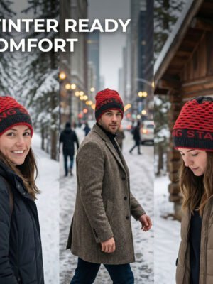 BreakOrDie – Unisex Winter Style Knit Hat – Red & Black Mesh Pattern