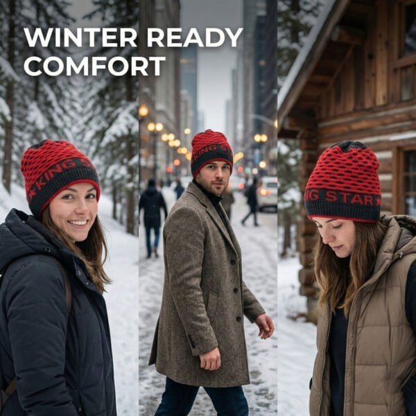 BreakOrDie – Unisex Winter Style Knit Hat – Red & Black Mesh Pattern