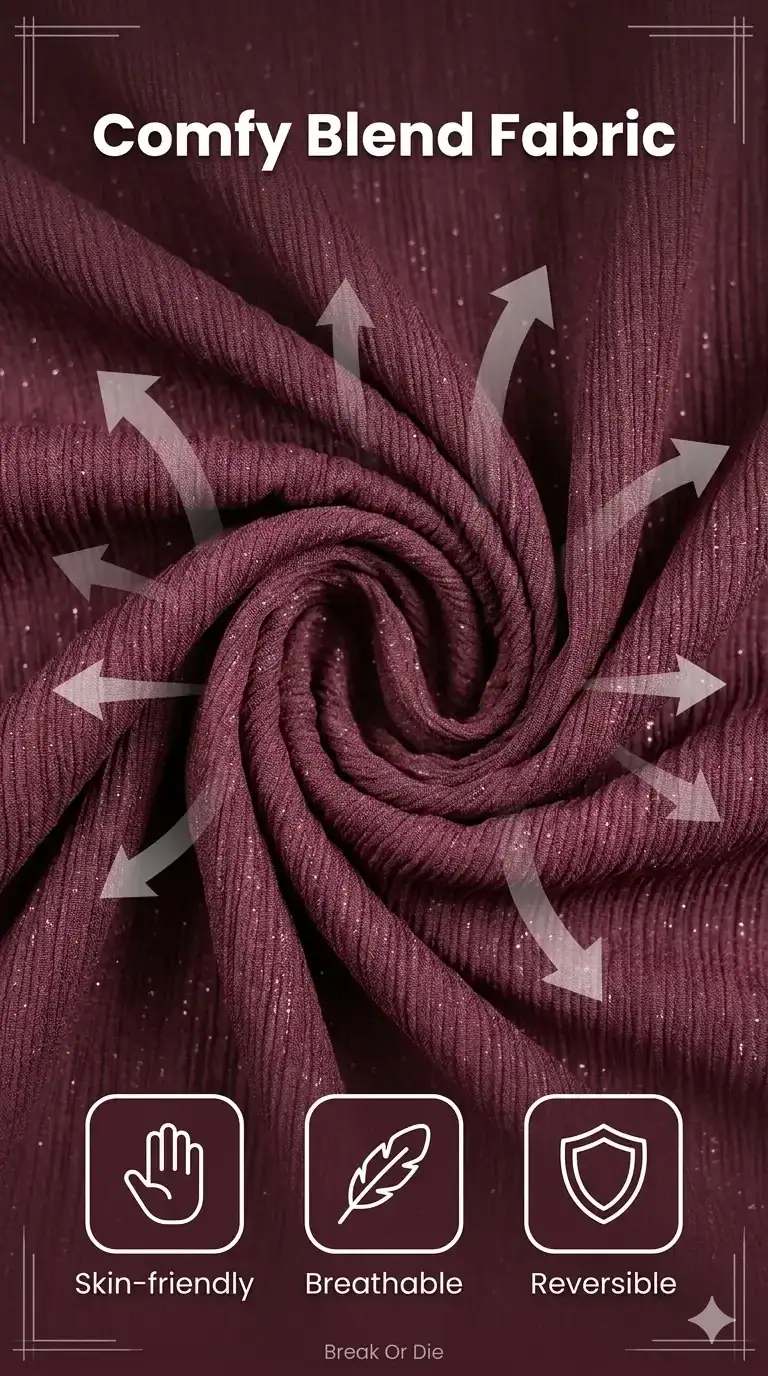 Break or Die | Signature EliteCraft™ Crinkle Shimmer Scarf & Hijab Collection | Classic Tones (6 Colors) - Image 5