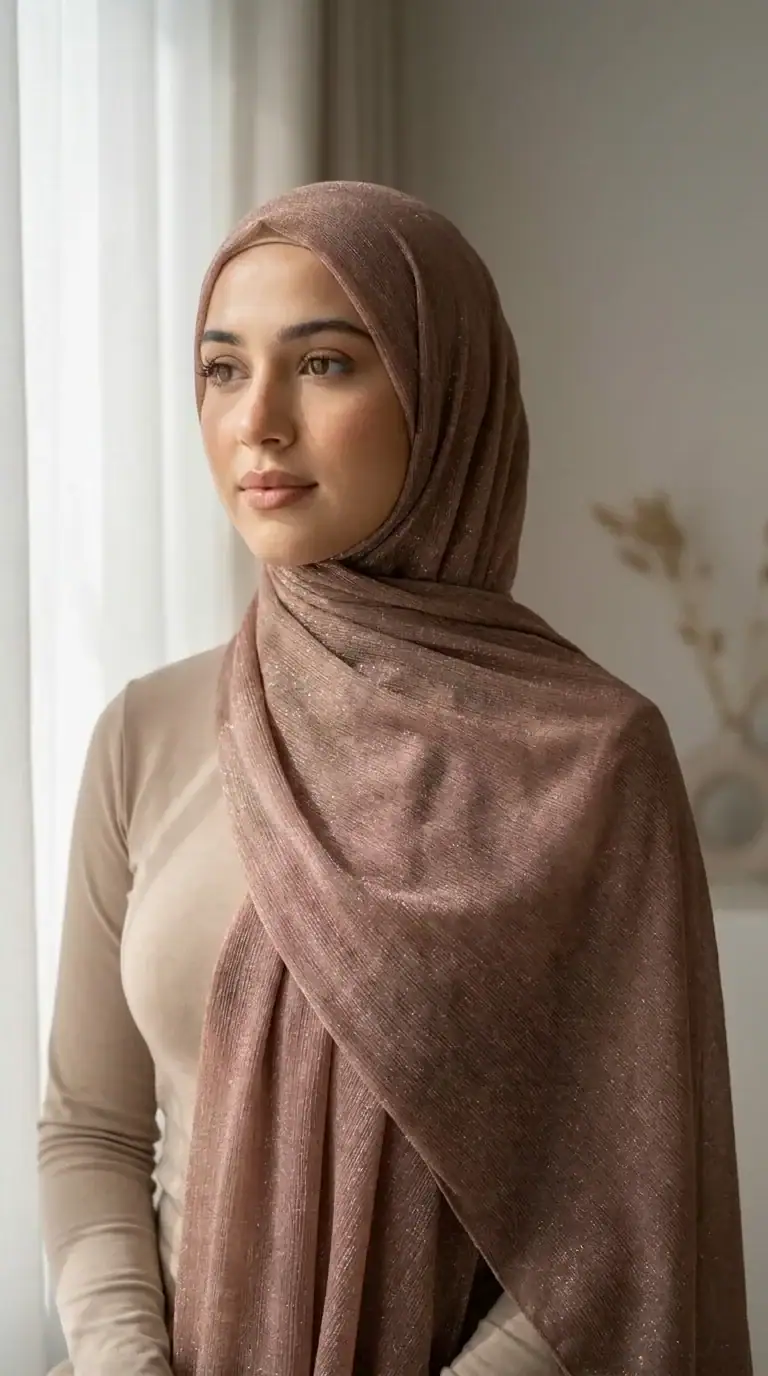Break or Die | Signature EliteCraft™ Crinkle Shimmer Scarf & Hijab Collection | Classic Tones (6 Colors) - Image 7