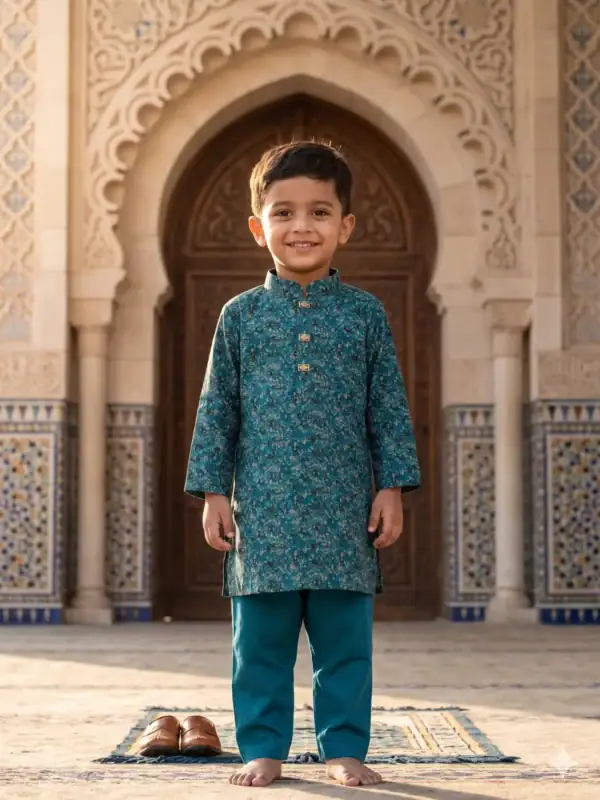 Break Or Die | Hand & Heart™ Kids Teal Garden Panjabi Pajama Set Festive Wear | 18M 2T