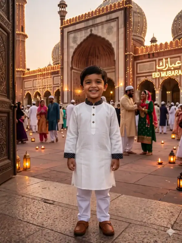 Break Or Die | Hand & Heart™ Kids White Classic Panjabi Set with White Pajama | 2T 3T 4T 5T