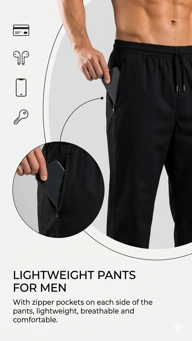 Break or Die | Signature EliteCraft™ Men’s Black Premium Cotton Pajama with Zip Pockets - Image 3