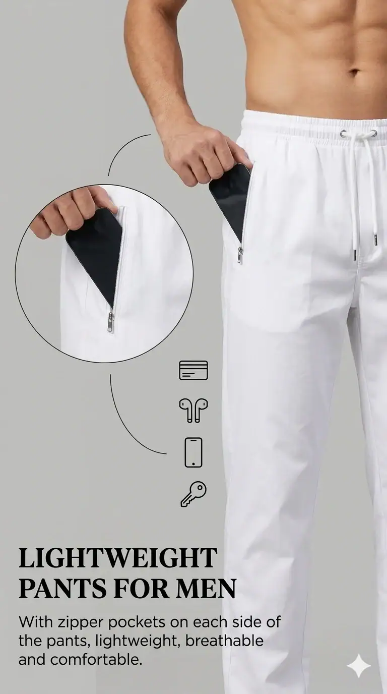 Break or Die | Signature EliteCraft™ Men’s Men’s White Premium Cotton Pajama with Zip Pockets - Image 3