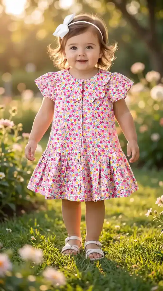 BreakOrDie premium cotton toddler girls colorful floral Peter Pan dress