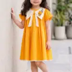 Break Or Die Mustard Yellow Embroidered Girls Cotton Dress (1) (1)