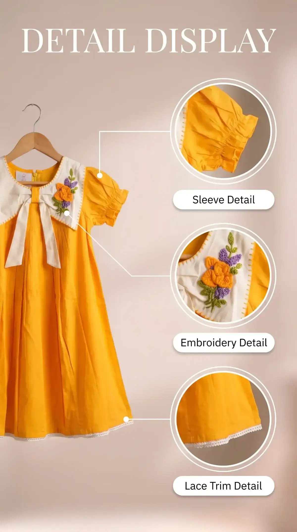Break Or Die Mustard Yellow Embroidered Girls Cotton Dress (1) (1)