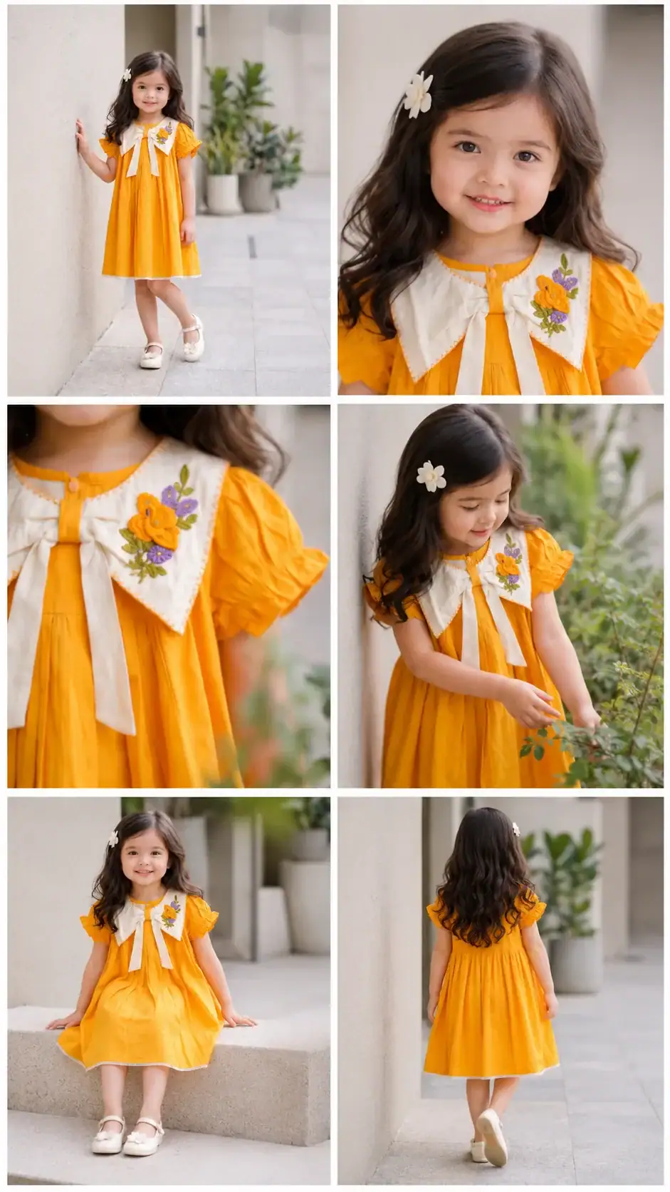 Break Or Die Mustard Yellow Embroidered Girls Cotton Dress (1) (1)